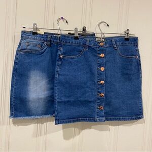 Denim Mini Skirt with Button Detail